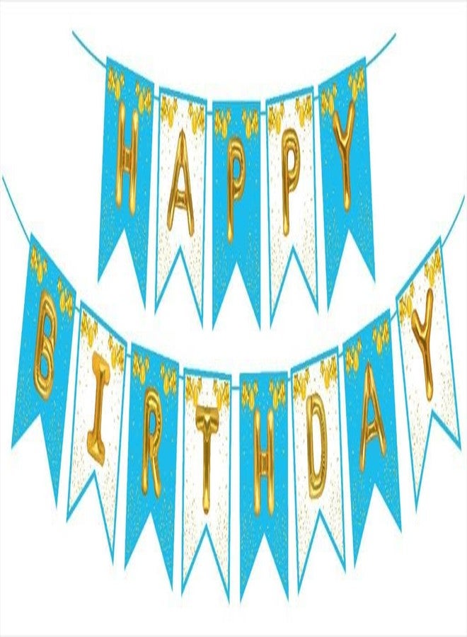 SOI Happy Birthday Banner | Decoration Items For Birthday | Happy Birthday Banner Blue And White | Birtthday Decoration Items For Boys | Birthday Decoration Indooroutdoor